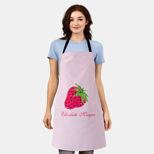 Cool Glitter Strawberry Pink    Apron (Worn)