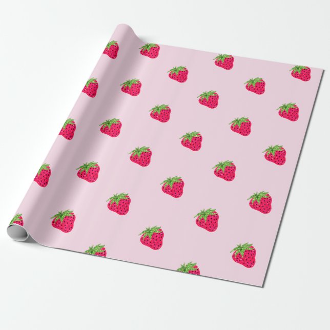 Cool Glitter Strawberry  Pink  Wrapping Paper (Unrolled)