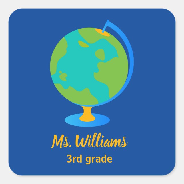 Cool Globe Square Sticker (Front)