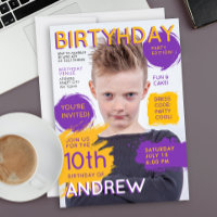 Cool Glossy Purple Yellow Magazine Cover Photo 