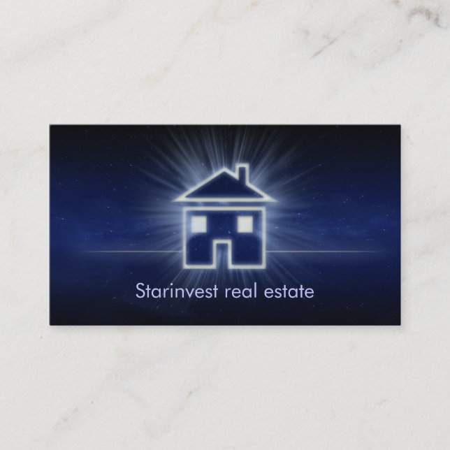 Cool glowing house real estate business card (Front)