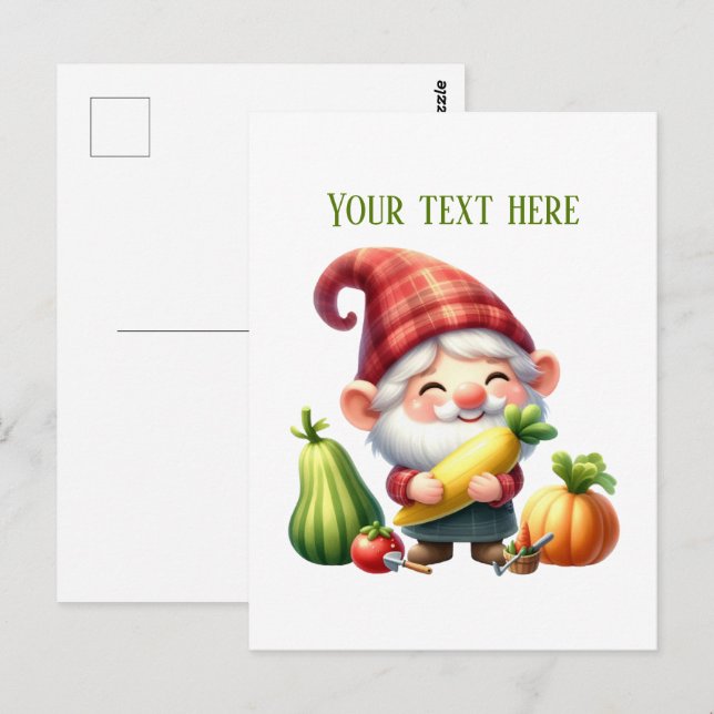 Cool gnome mixed vegetables  farmer customizable postcard (Front/Back)