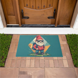 Cool Gnome on an Adventure: Fun Illustration Doormat