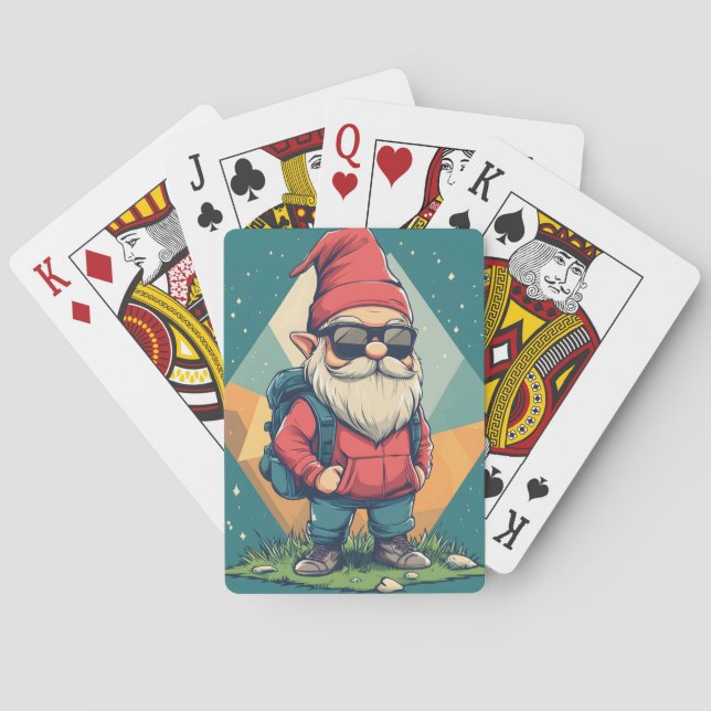 Cool Gnome on an Adventure: Fun Illustration Playing Cards (Back)