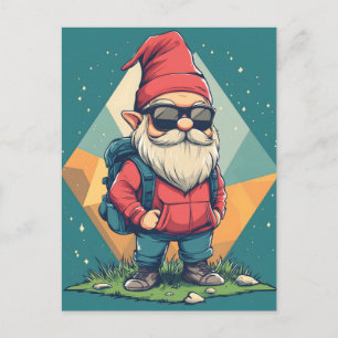 Cool Gnome on an Adventure: Fun Illustration Postcard