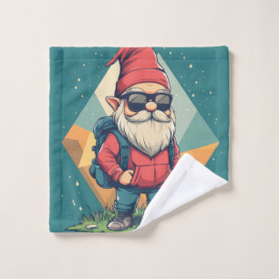 Cool Gnome on an Adventure: Fun Illustration Wash Cloth