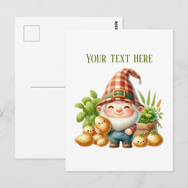 Cool gnome potato farmer customisable postcard (Front/Back)