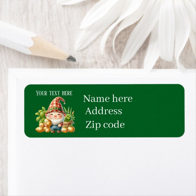 Cool gnome potato farmer customisable return address label (Insitu)