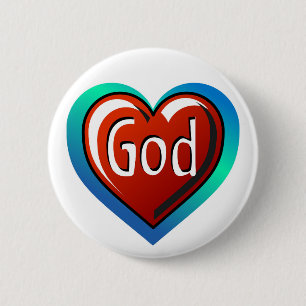 Cool GOD Heart 6 Cm Round Badge