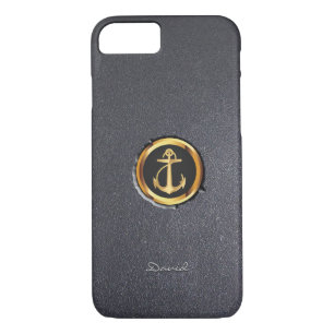 Cool Gold Anchor Black Stone iPhone 7 Case