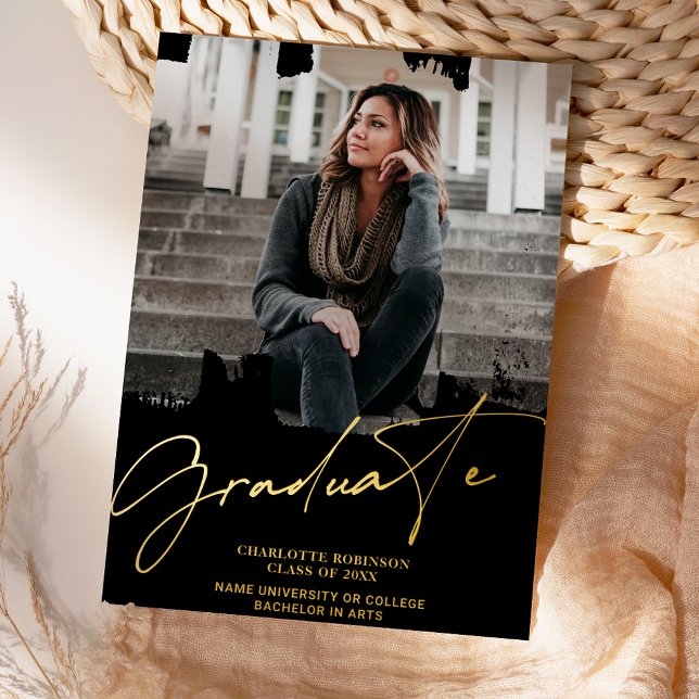 Cool gold Black graduate script photo graduation (Creator Uploaded)