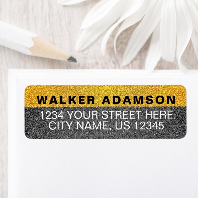 Cool Gold Black Name Return Address Labels (Insitu)