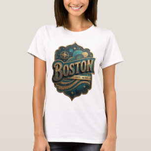 Cool Gold BOSTON EST 1630 Wearable Art T-Shirt