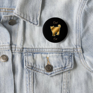 Cool Gold Cat 6 Cm Round Badge