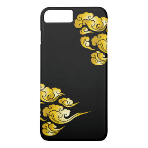 Cool Gold Cloud Patterns Black iPhone 7 Plus Case