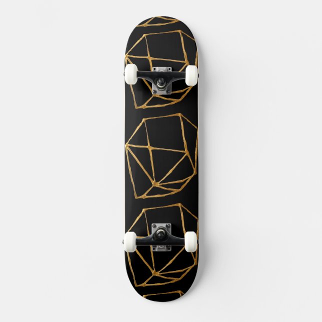 Cool Gold Cubes Custom Background Skateboard (Front)