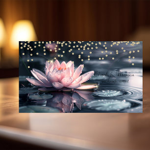 Cool Gold Diamonds Colourful Lotus Blue Business Card