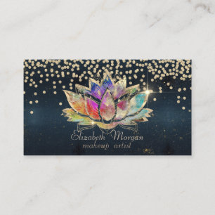 Cool Gold Diamonds Lotus Dark Business Card