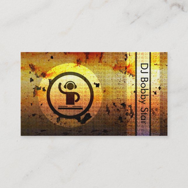 Cool gold dj metallic grunge business card (Front)
