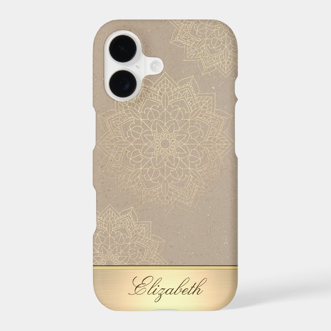 Cool Gold Floral Mandala  -Personalised (Back)