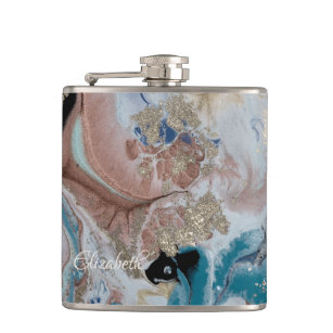 Cool Gold Marble Texture Hip Flask