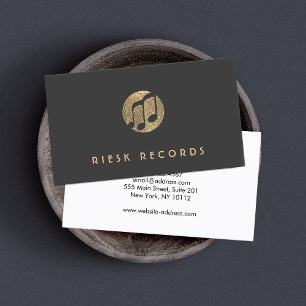 Cool Gold Music Note Logo Musician Business Card