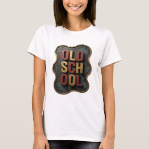 Cool Gold OLD SCHOOL Print T-Shirt