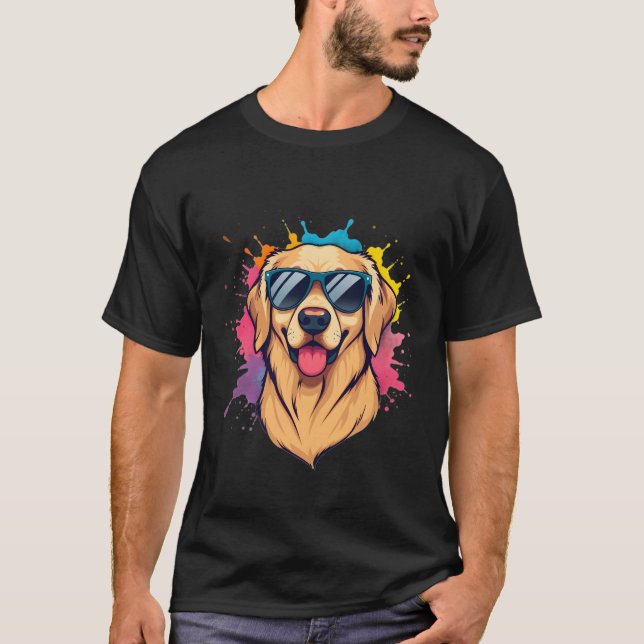 Cool Golden Labrador Retriever Wearing Sunglasses T-Shirt (Front)