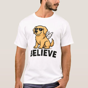 Cool Golden Retriever Angel Dog with Sunglasses T-Shirt