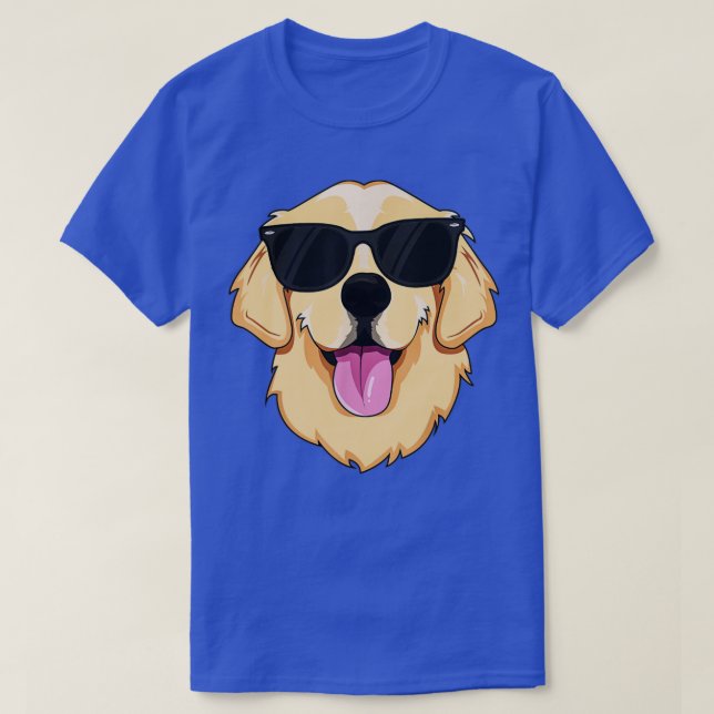 Cool Golden Retriever Dog Wearing Sunglasses T-Shirt (Design Front)