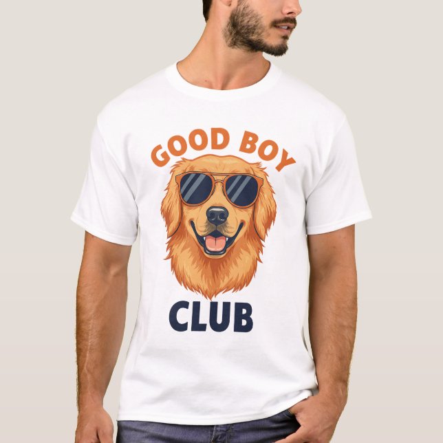 Cool Golden Retriever 'Good Boy Club' T-Shirt (Front)