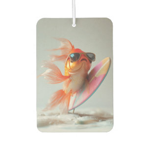 Cool Goldfish Surfing on a Wave Car Air Freshener