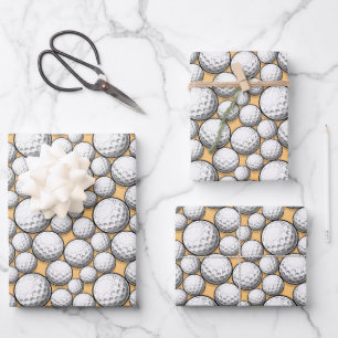 cool Golf ball sports lovers tiled Wrapping Paper Sheet