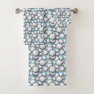cool golf ball sports pattern tiled bath towel set