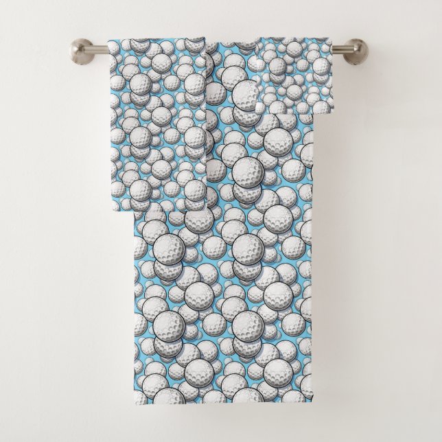 cool golf ball sports pattern tiled bath towel set (Insitu)