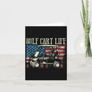 Cool Golf Cart Vintage Us Flag Funny Golfing Gift Card