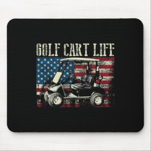 Cool Golf Cart Vintage Us Flag Funny Golfing Gift Mouse Pad