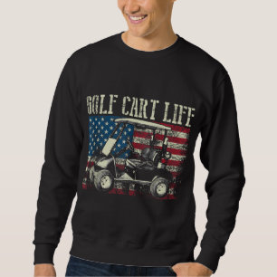 Cool Golf Cart Vintage US Flag Funny Golfing Gift Sweatshirt
