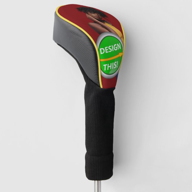 COOL! Golf Driver Head Cover - Yellow trim -Custom (Angled)
