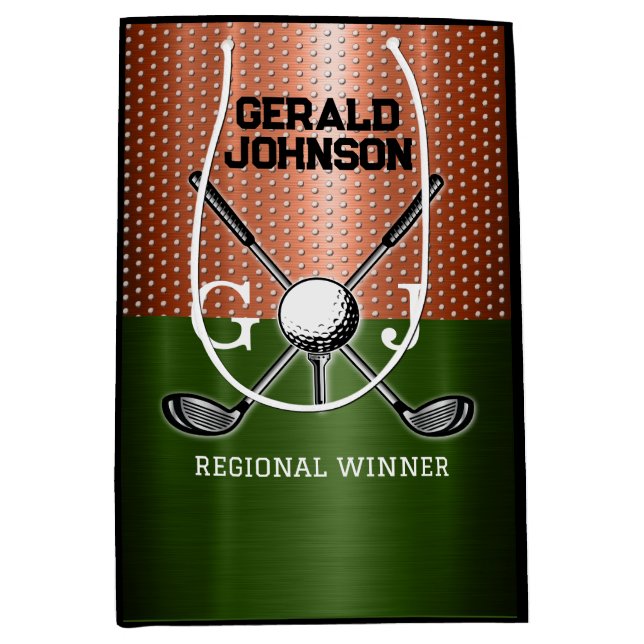 Cool Golf Monogram Design Medium Gift Bag (Front)
