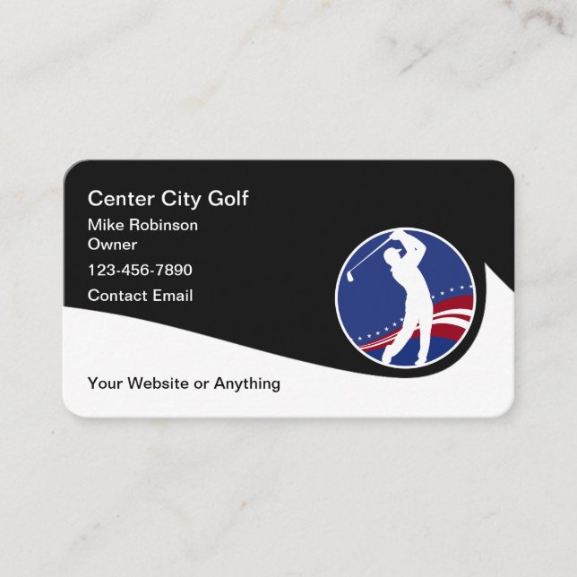 Cool Golf Theme Modern Business Cards Round Corner (Front)