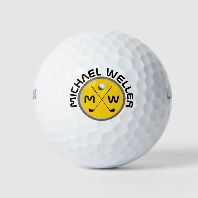 cool golfer logo on yellow golf balls (Front)