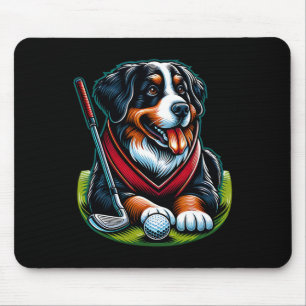 Cool Golfer With Bernese Mountain Dog Mouse Pad