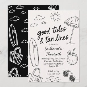 Cool Good Tides & Tan Lines Beach Celebration Invitation