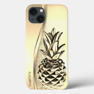Cool Goold Glitter Metallic Pineapple Tropical   iPhone 13 Case
