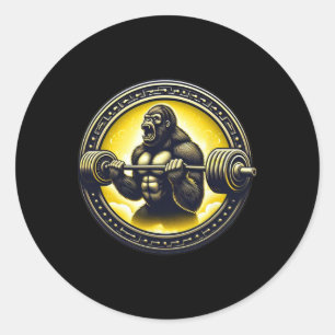 Cool Gorilla Art Bodybuilding Weightlifting Gym Ap Classic Round Sticker