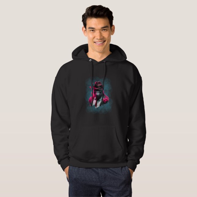 Cool gorilla with hat and hearts   hoodie (Front Full)