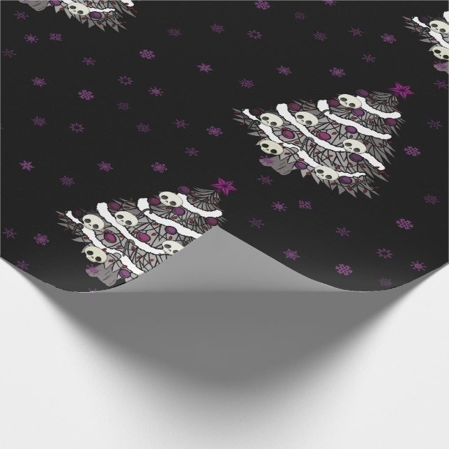 Cool Goth Design with Tree and Skulls Wrapping Paper (Corner)