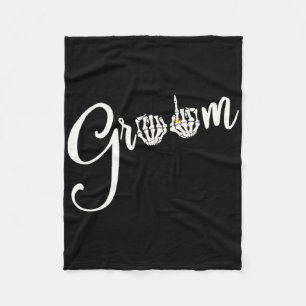 Cool Goth Groom Bride Skull Skeleton Ring Finger G Fleece Blanket