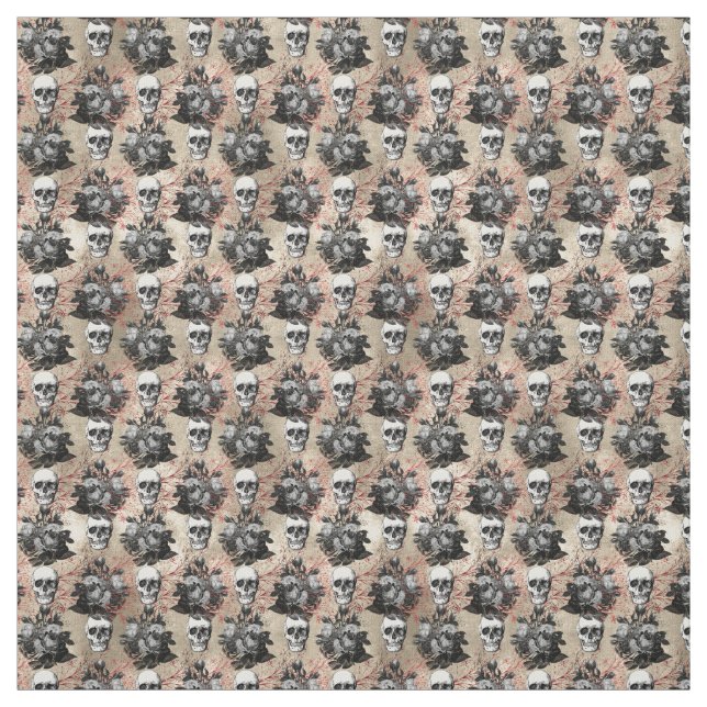 cool gothic skull pattern tiled fabric (Swatch)